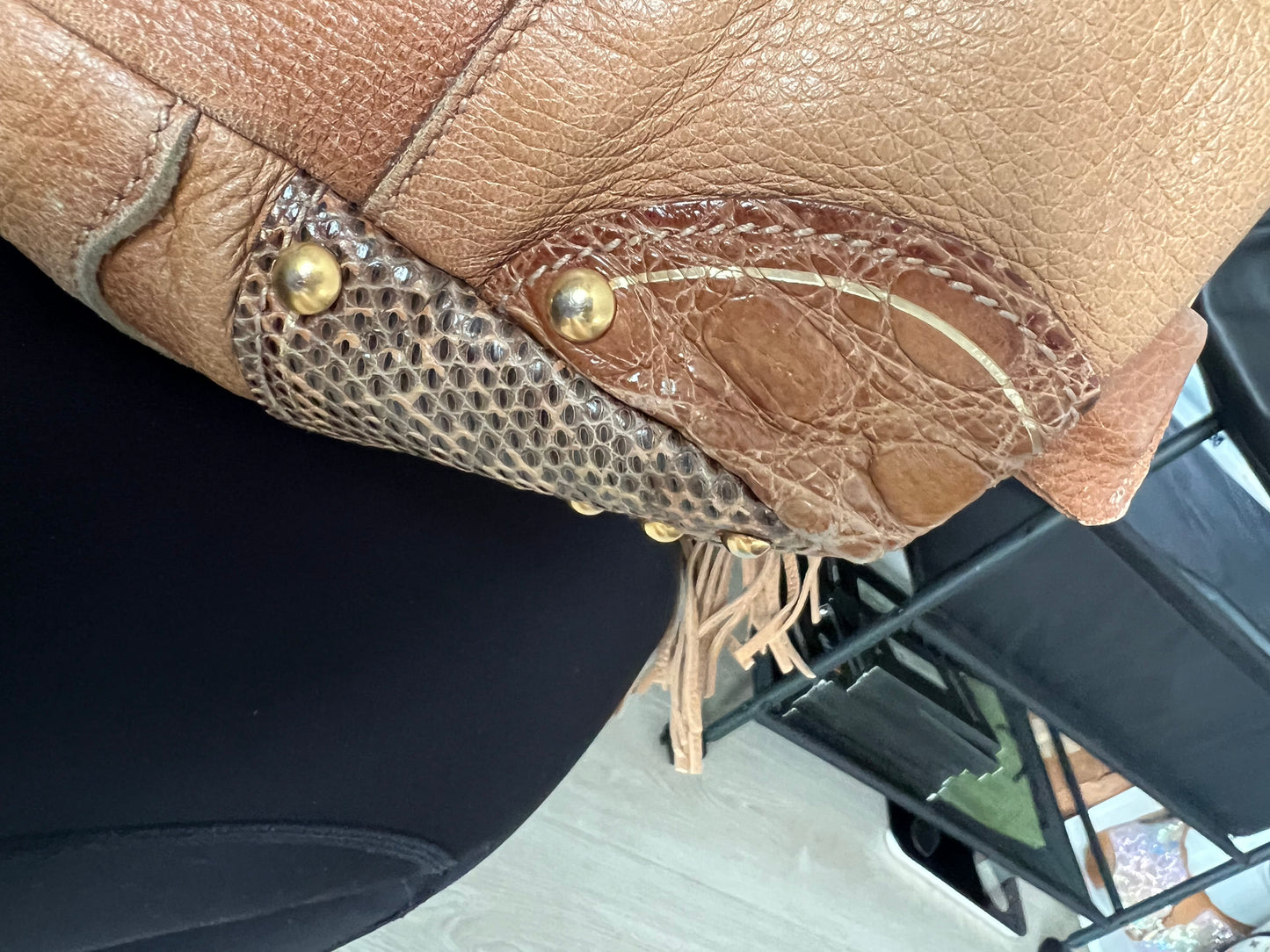 Prada Leather Bauletto Fringe Strap Satchel