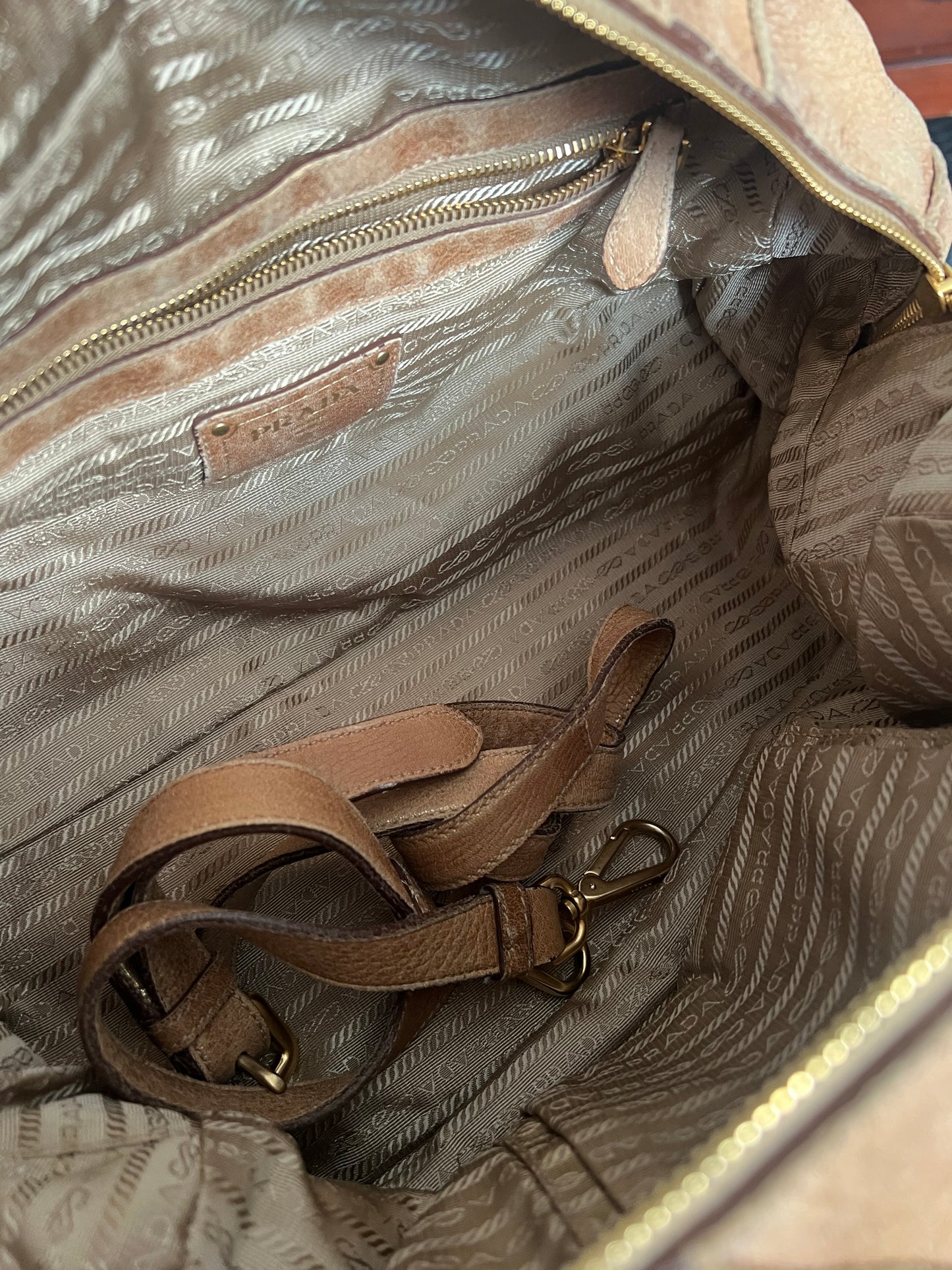 Prada Leather Bauletto Fringe Strap Satchel