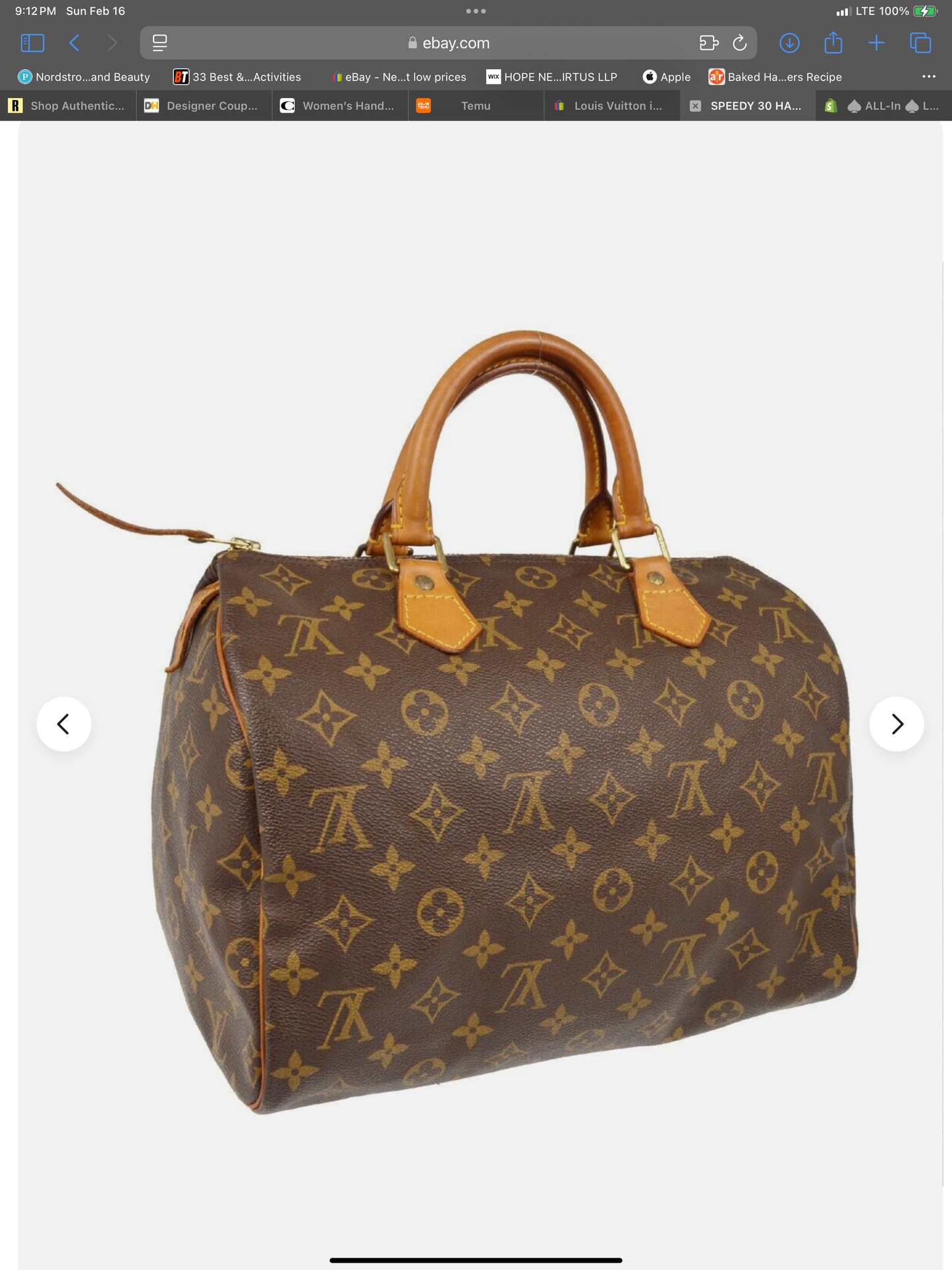 Louis Vuitton Monogram Canvas Speedy 30