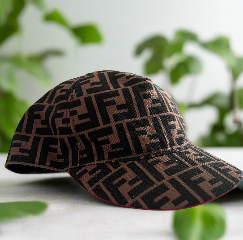 Fendi Zucca Hat with Red Trim