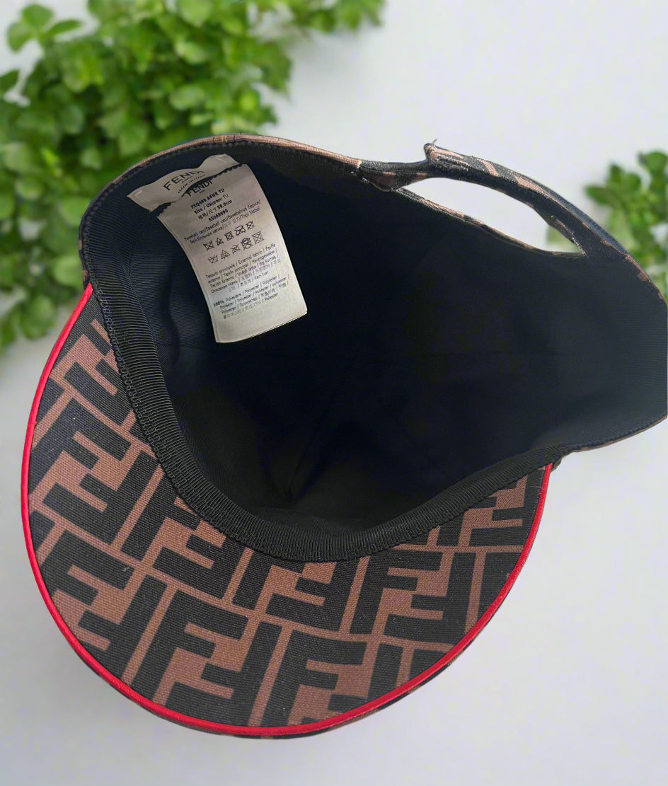 Fendi Zucca Hat with Red Trim