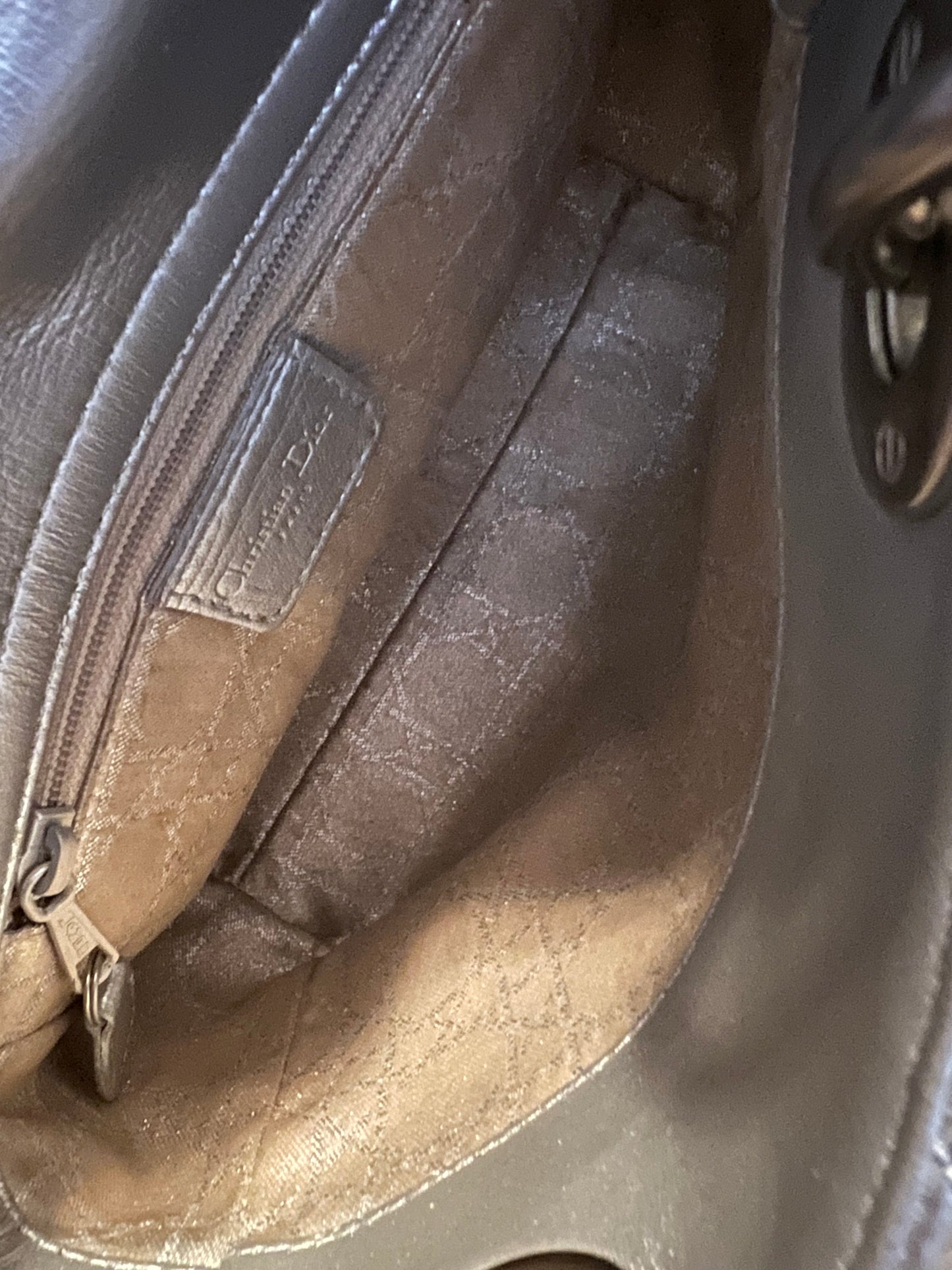 Dior Mini Quilted Metallic Silver Lady Dior