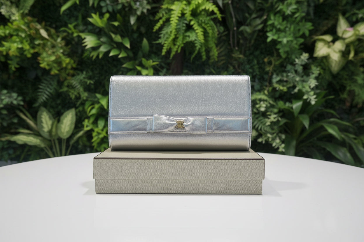 Celine Silver Vintage Leather Clutch