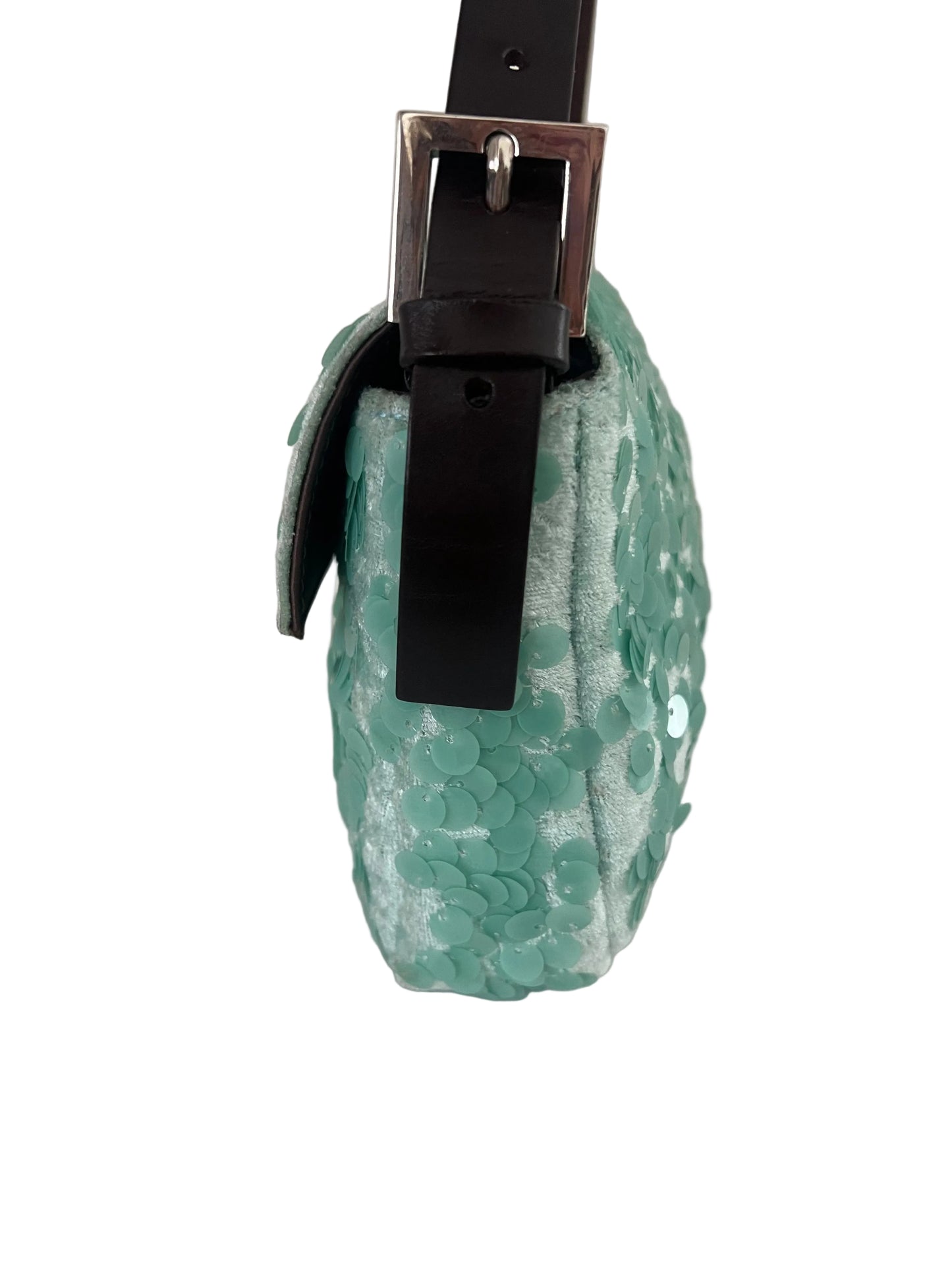 Fendi Turquoise Velvet & Sequin Vintage Baguette - RARE