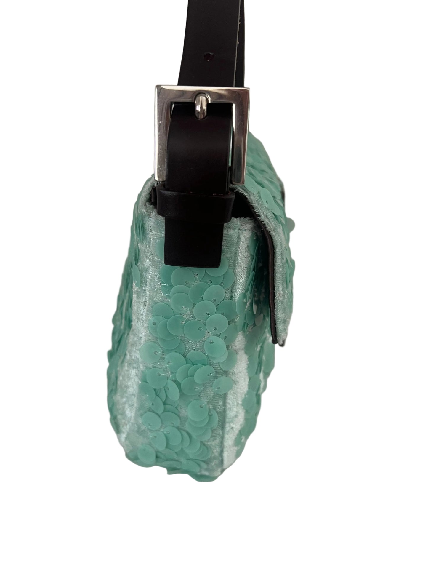 Fendi Turquoise Velvet & Sequin Vintage Baguette - RARE