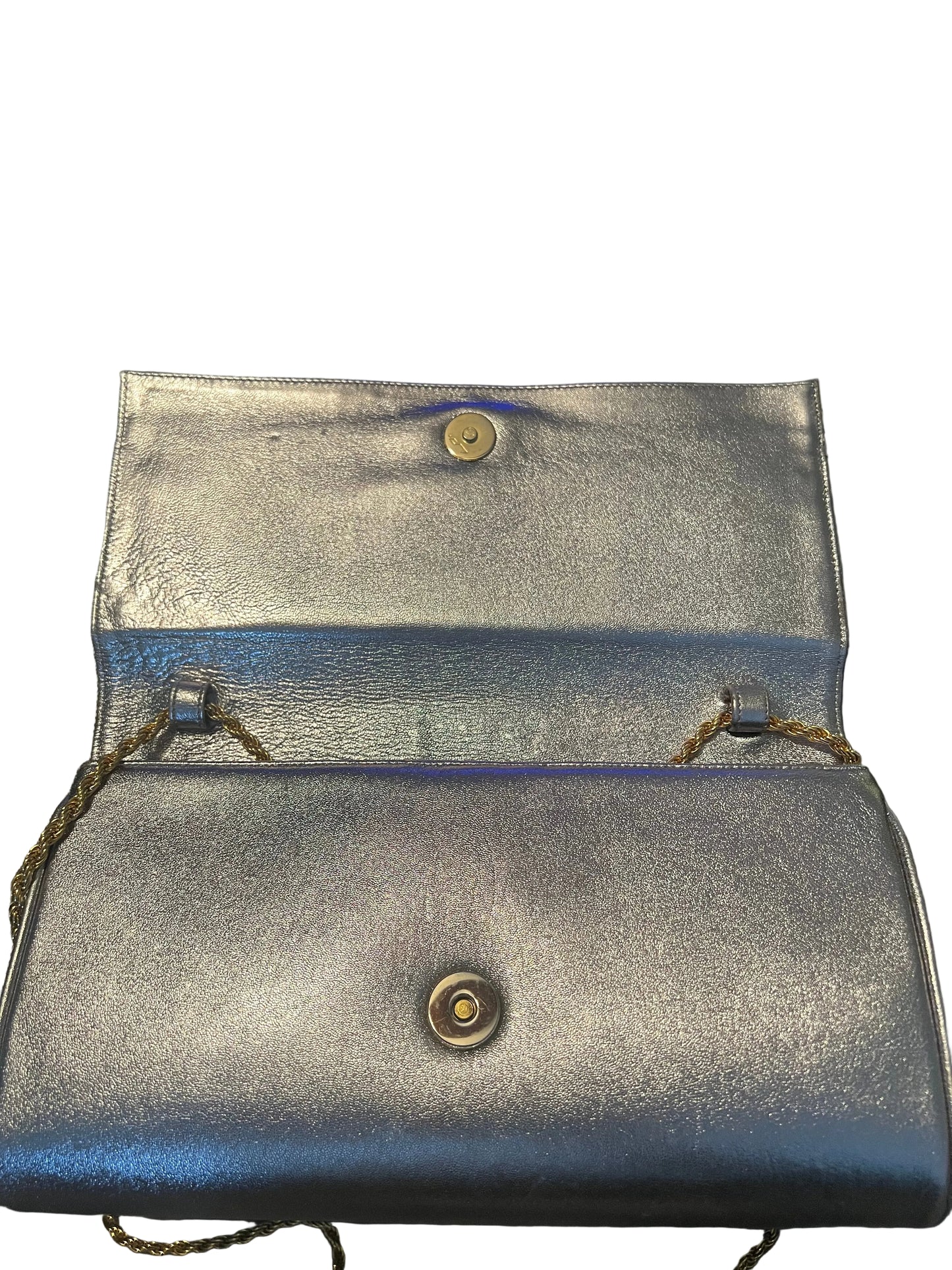 Celine Silver Vintage Leather Clutch