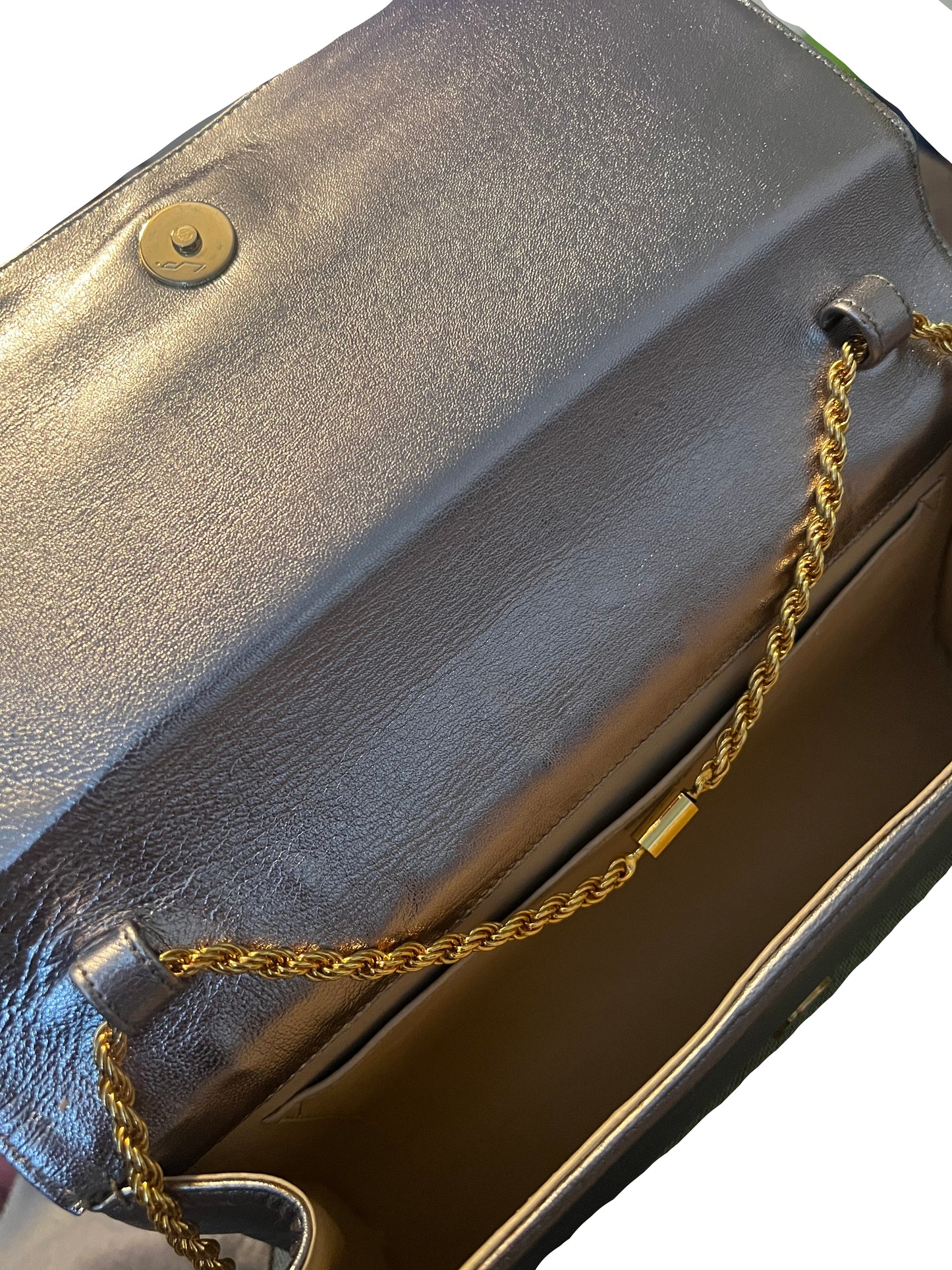 Celine Silver Vintage Leather Clutch