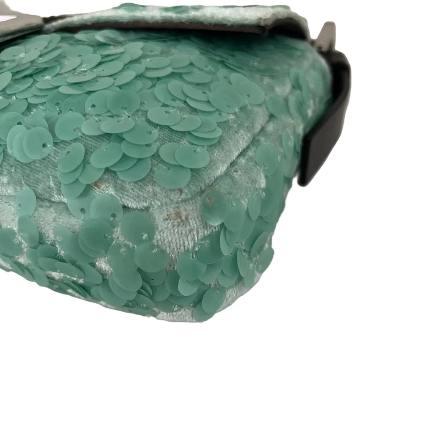 Fendi Turquoise Velvet & Sequin Vintage Baguette - RARE