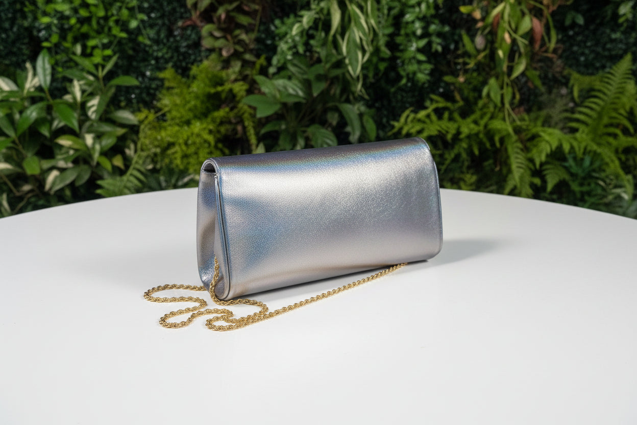 Celine Silver Vintage Leather Clutch