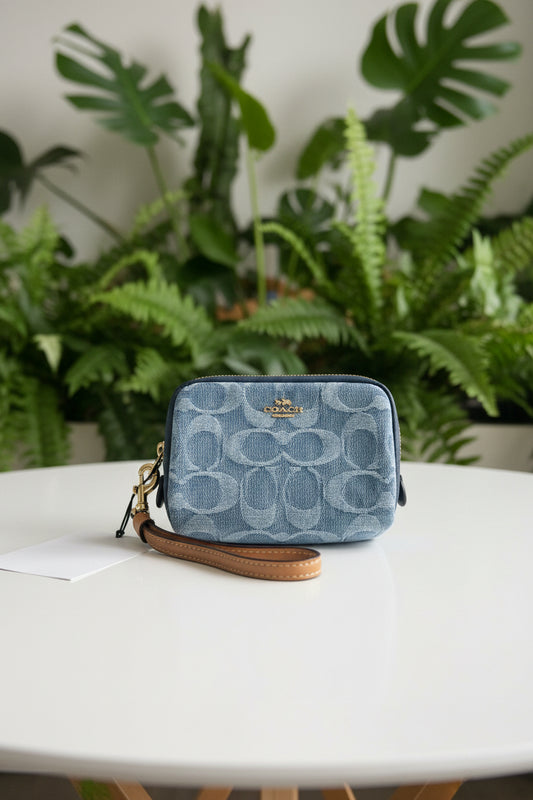 Coach Denim Pouch Wristlet