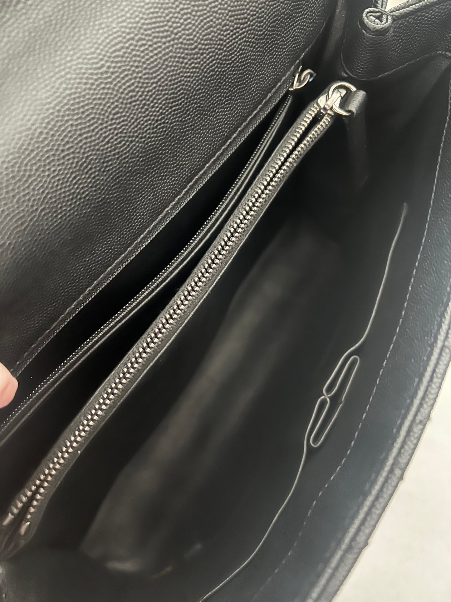 Chanel Black Caviar Coco Handle Large Lizard Top Handle