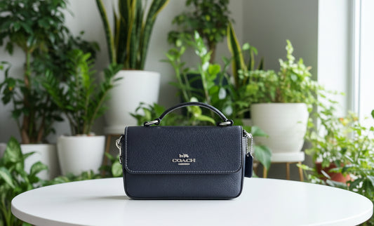 Coach Metallic Navy Mini Josie Top Handle