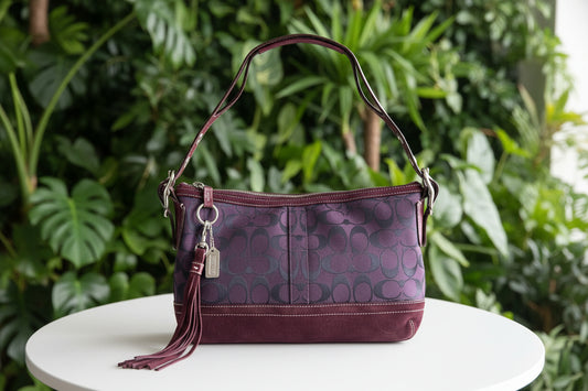 Coach Y2K Plum East West Suede Duffle