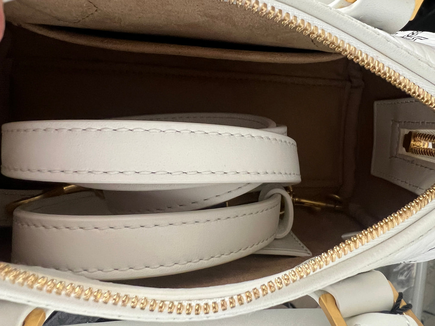 MCM Visetos White Mini Boston Bag