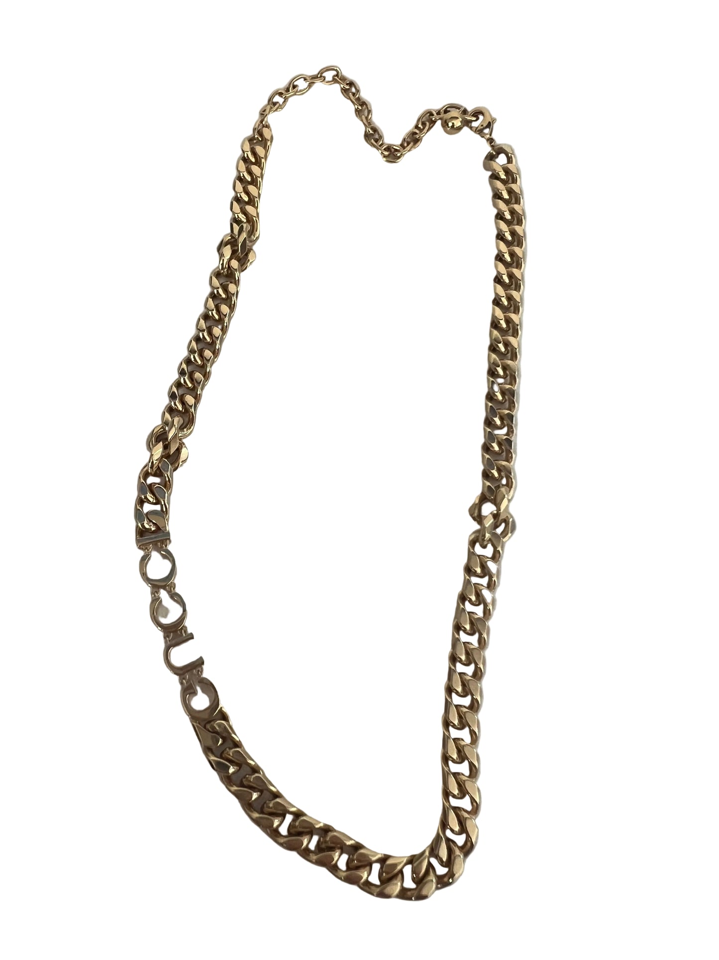 Gucci Gold Toned Script Chain Necklace