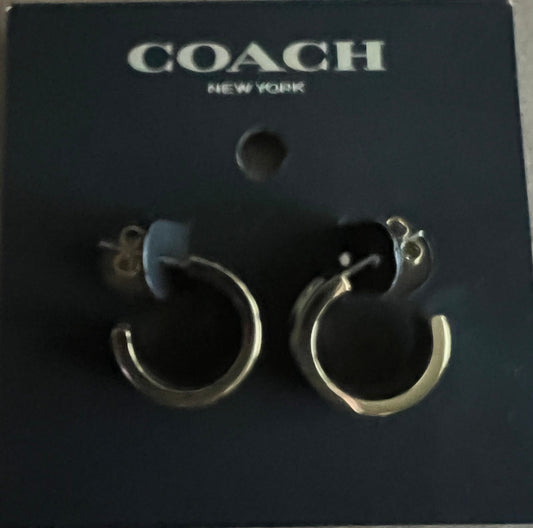 Coach White & Gold Small Huggies