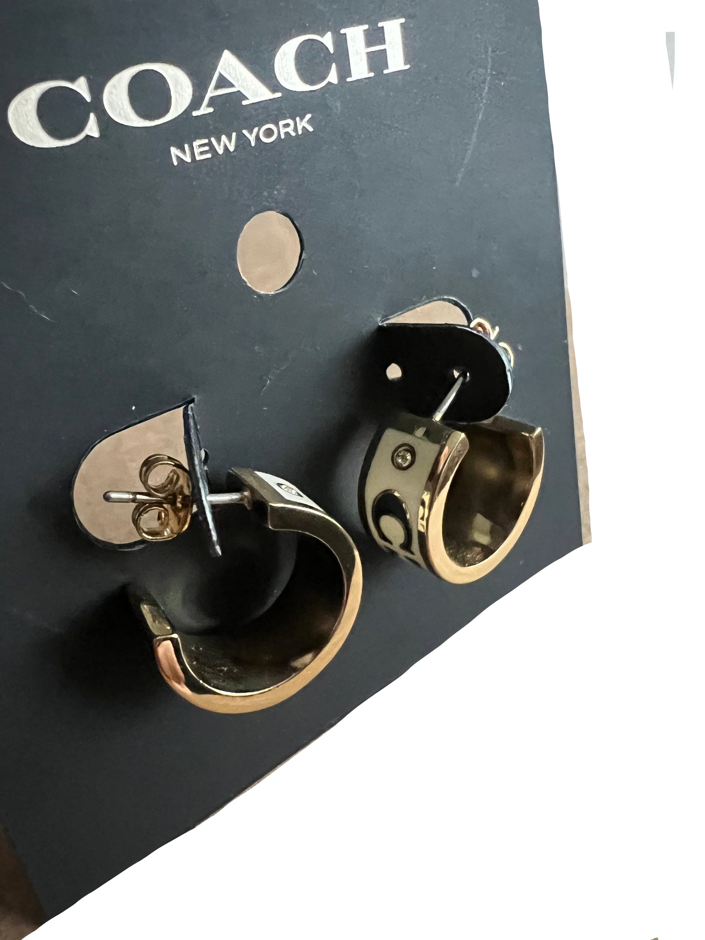 Coach White & Gold Small Huggies