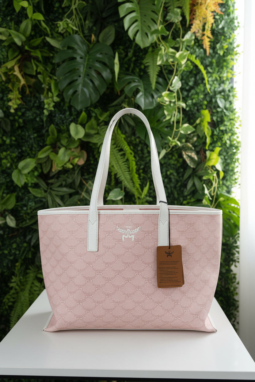 MCM Pink Lauretos Reversible Shopper Tote