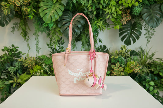 MCM Pink Mini Himmel Tote with Pink Fish Charm