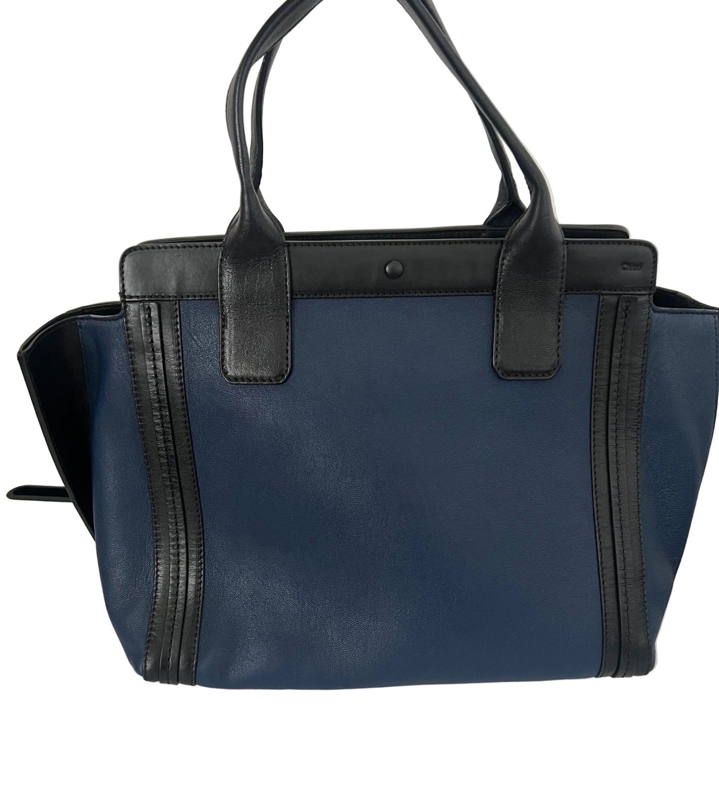 Chloe Alison Black and Navy Leather Tote