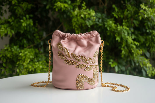 MCM Pink Mini Himmel Laurel Drawstring Bucket Bag