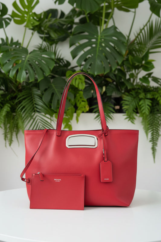 Prada Vintage Red Leather Tote