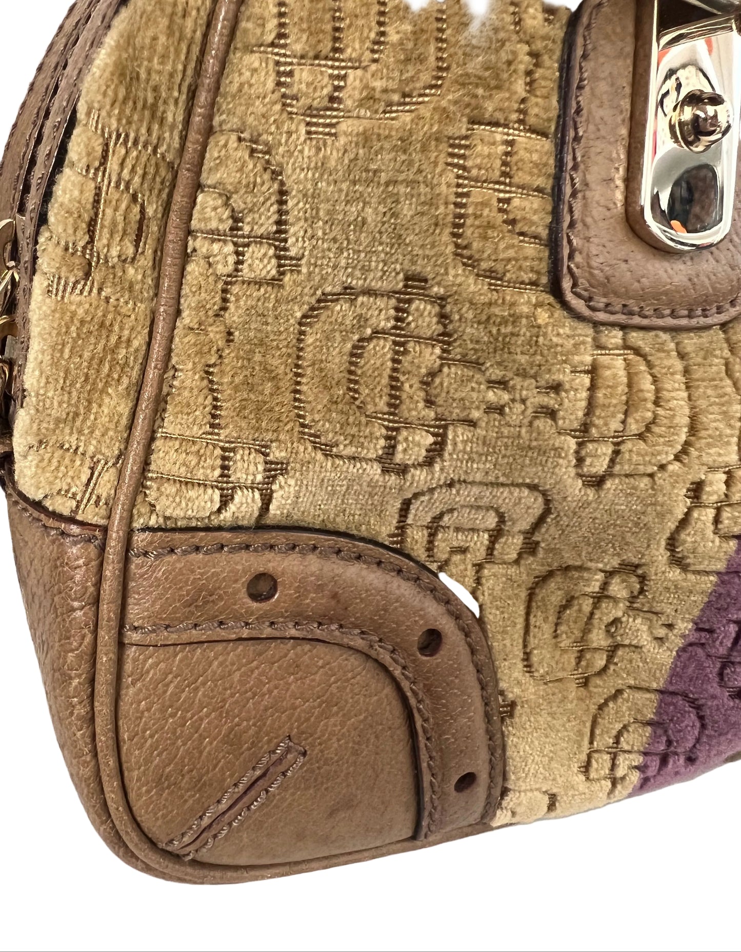 Gucci Velour Embossed Horsebit Top Handle - Rare