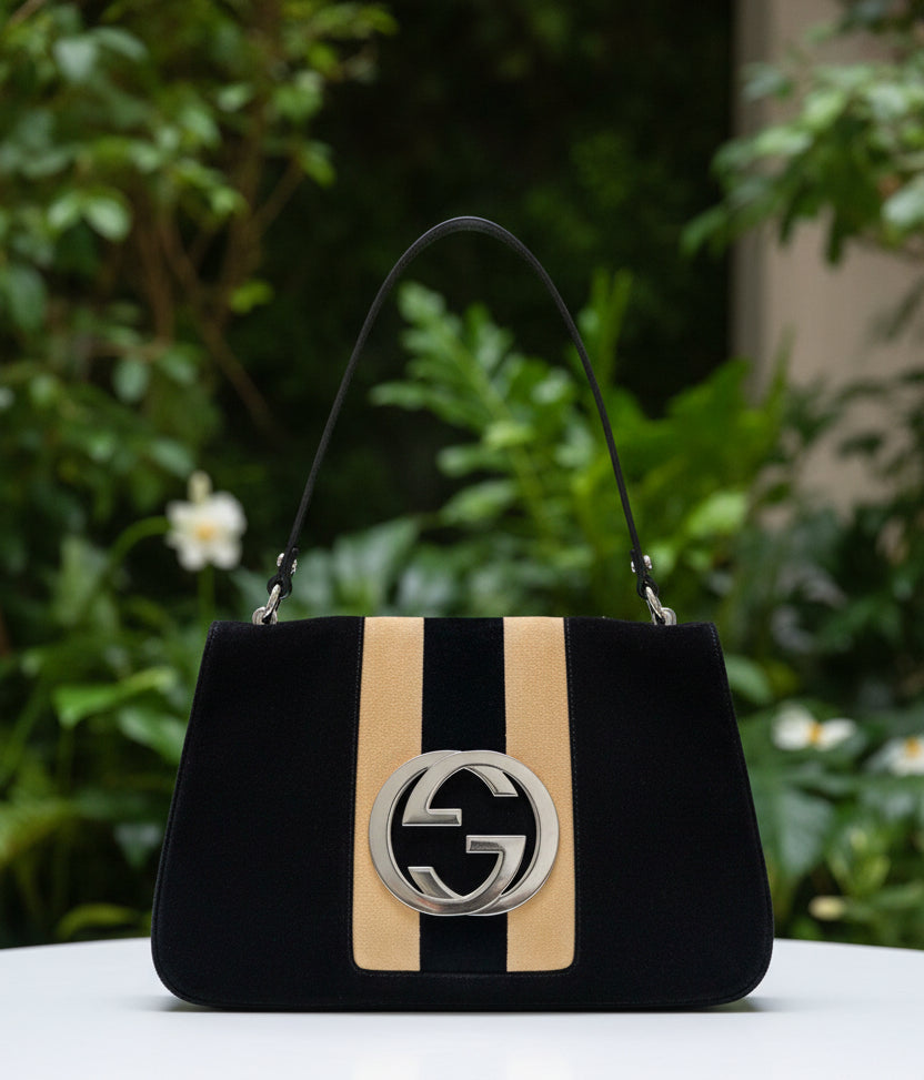 Gucci Velvet Blondie Web Flap Bag