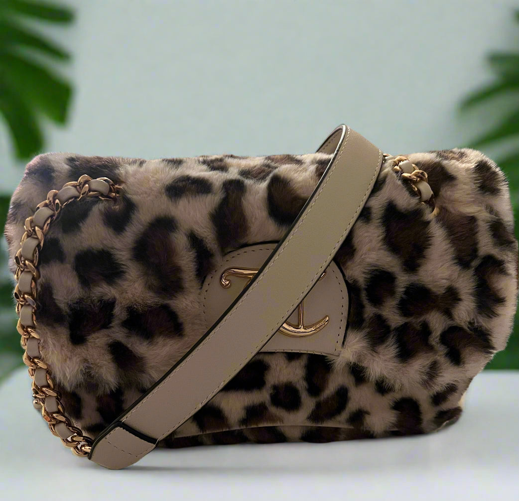 Juicy Faux Fur Leopard Print Shoulder Bag