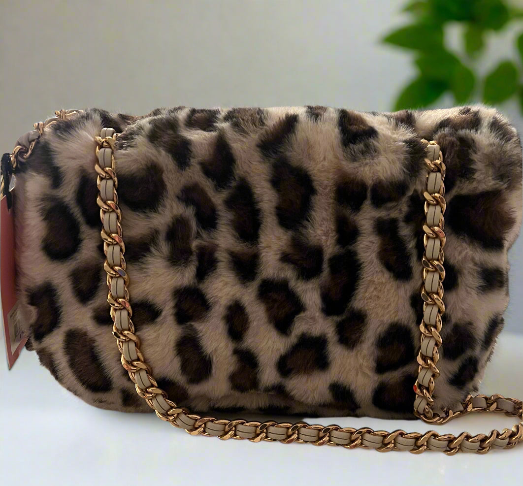 Juicy Faux Fur Leopard Print Shoulder Bag