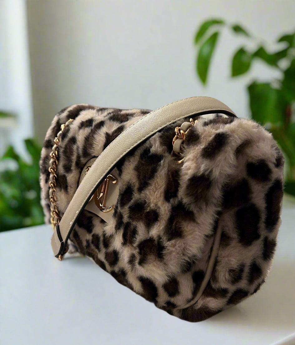 Juicy Faux Fur Leopard Print Shoulder Bag