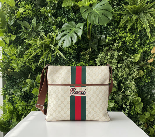 Gucci Vintage Coated Canvas Sherry Web Crossbody
