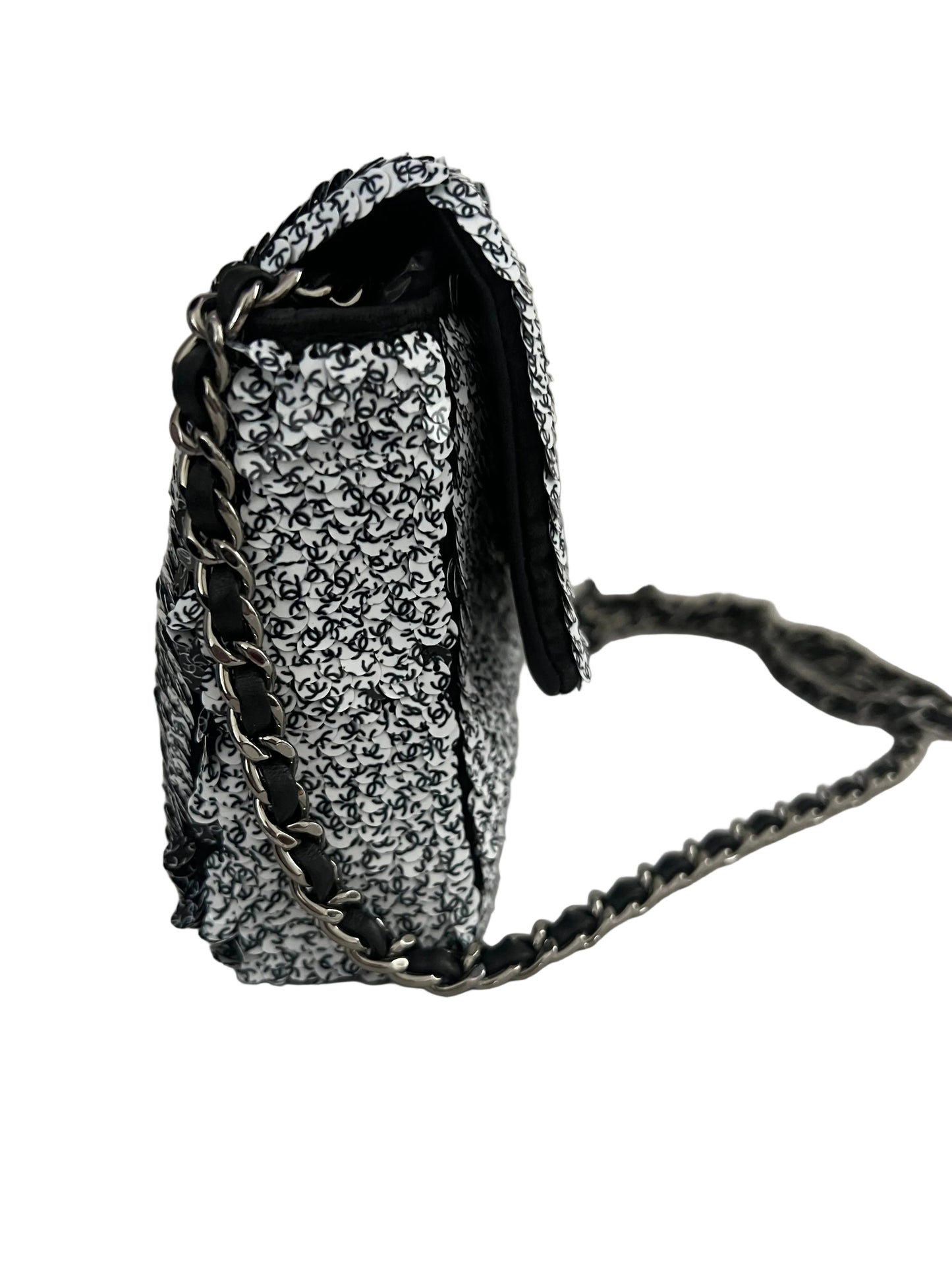 Chanel Black & White Reversible Mini CC Sequins Flap - RARE
