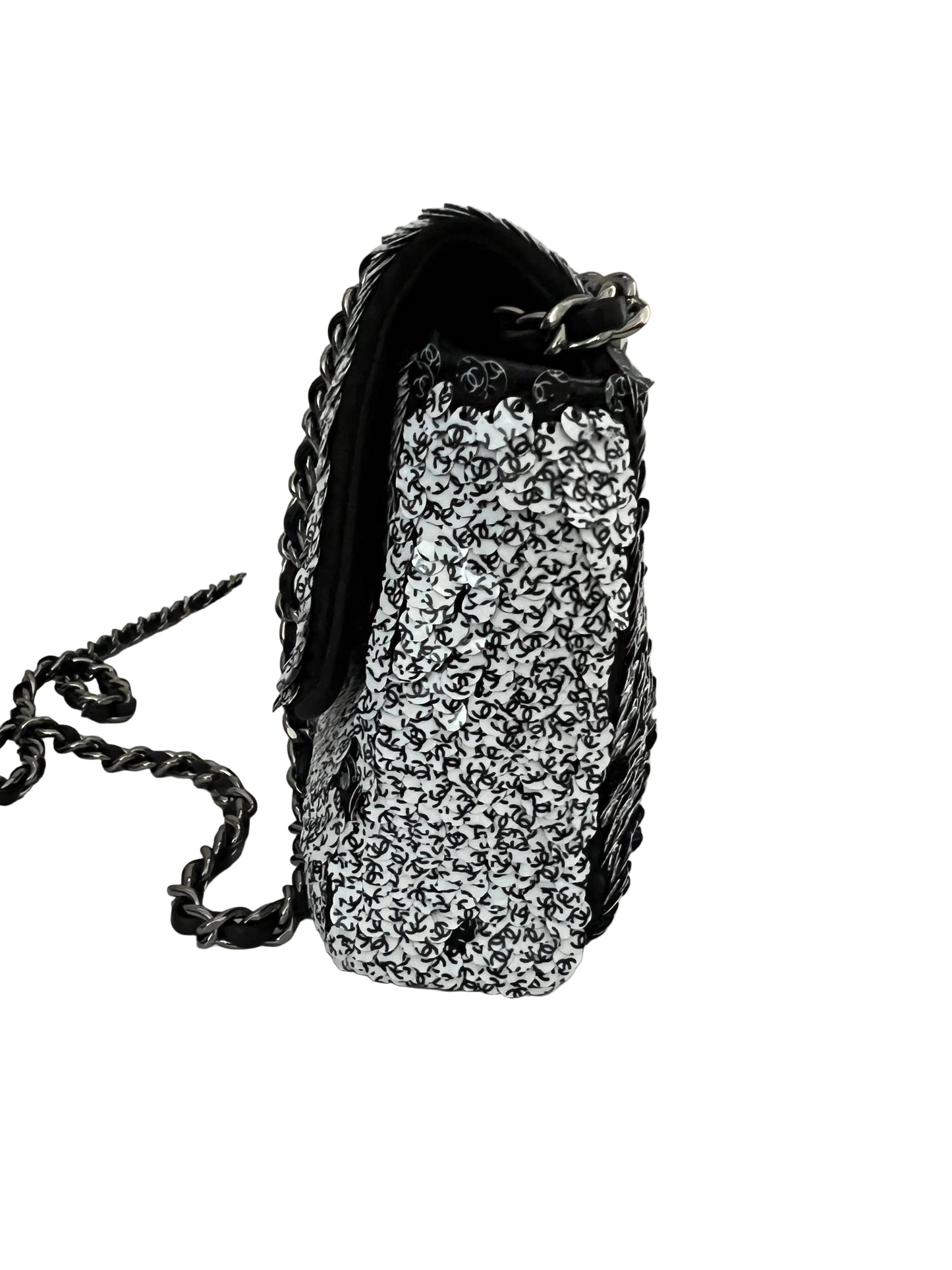 Chanel Black & White Reversible Mini CC Sequins Flap - RARE