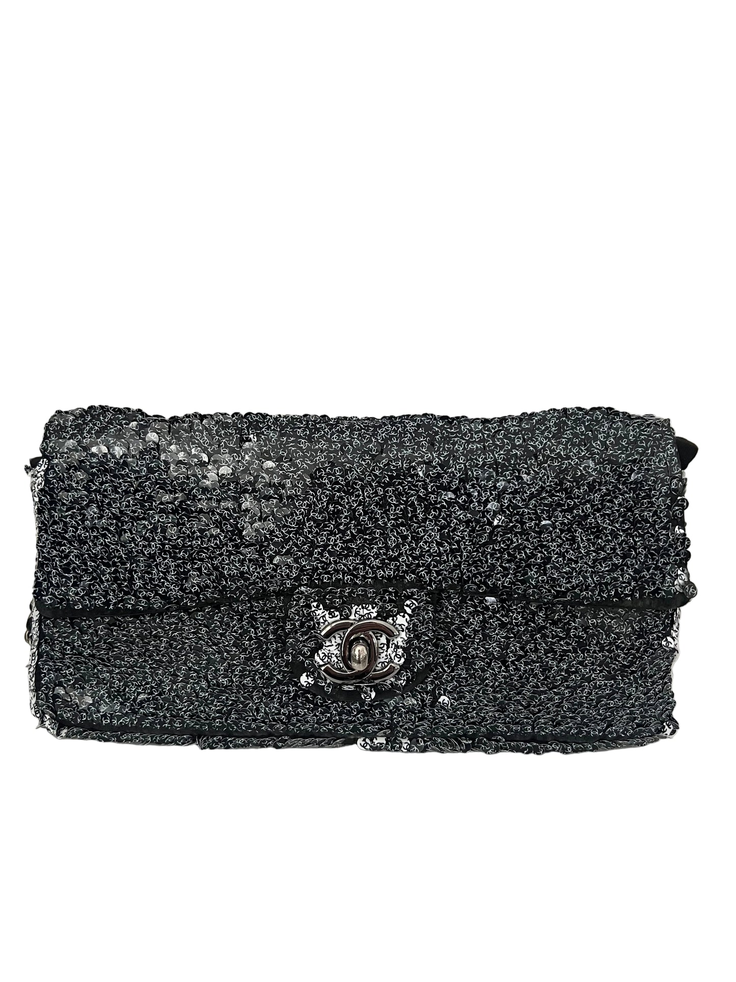 Chanel Black & White Reversible Mini CC Sequins Flap - RARE