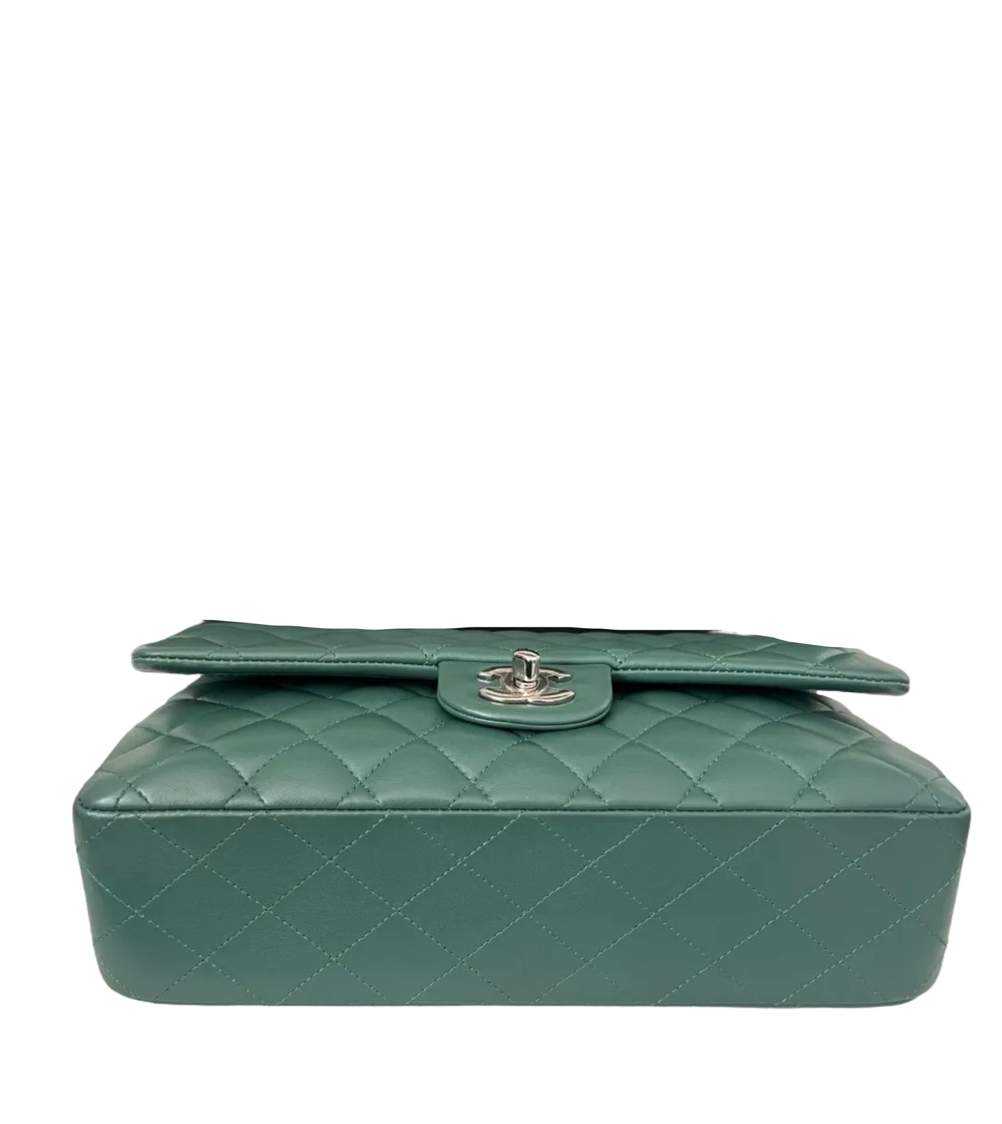 Chanel Green Lambskin Medium Classic Double Flap - Rare Colorway