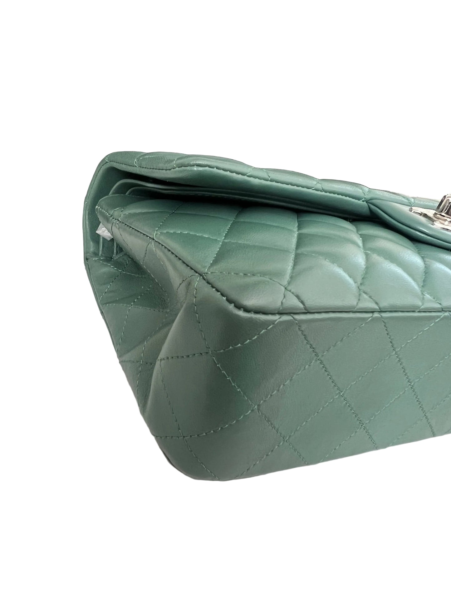 Chanel Green Lambskin Medium Classic Double Flap - Rare Colorway