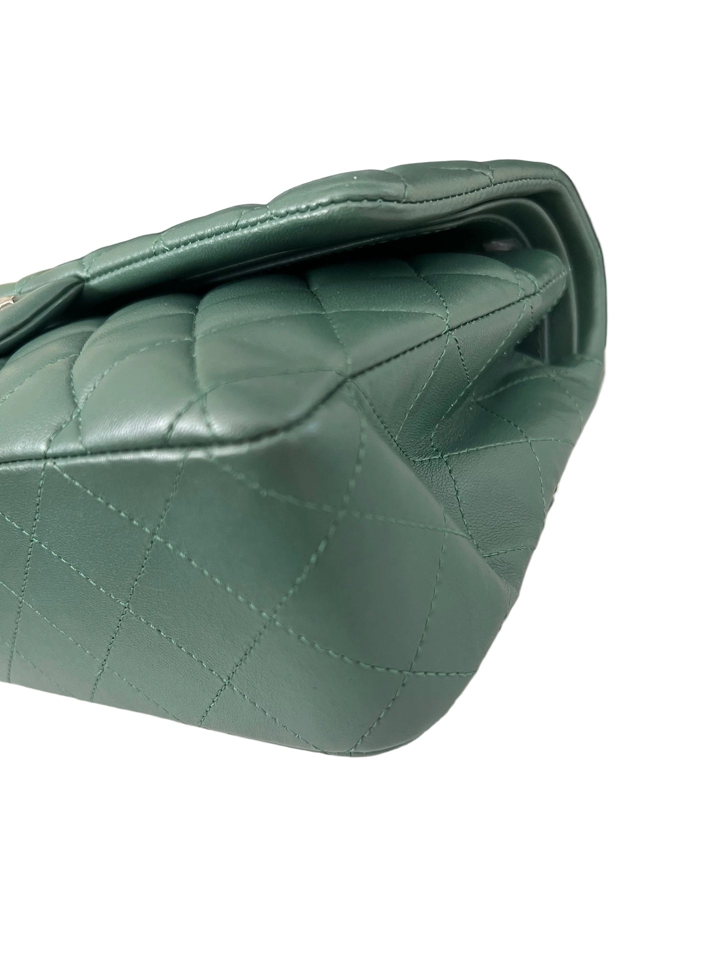 Chanel Green Lambskin Medium Classic Double Flap - Rare Colorway