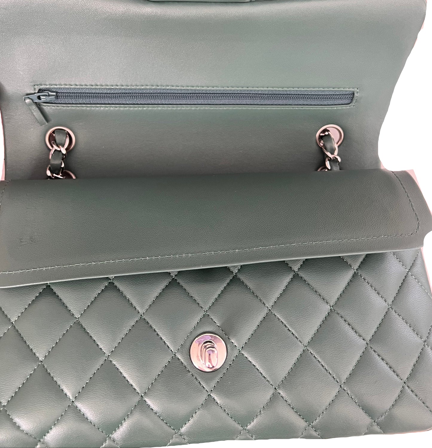 Chanel Green Lambskin Medium Classic Double Flap - Rare Colorway
