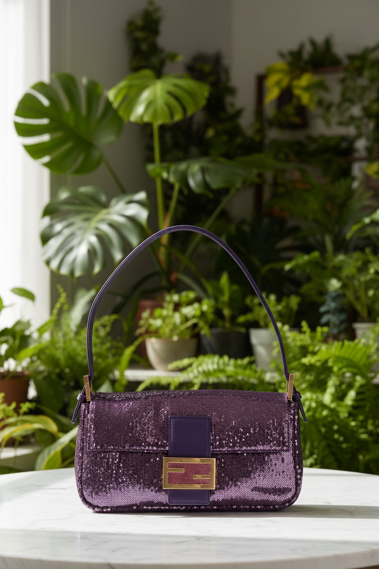 Fendi Purple Sequin Vintage Baguette