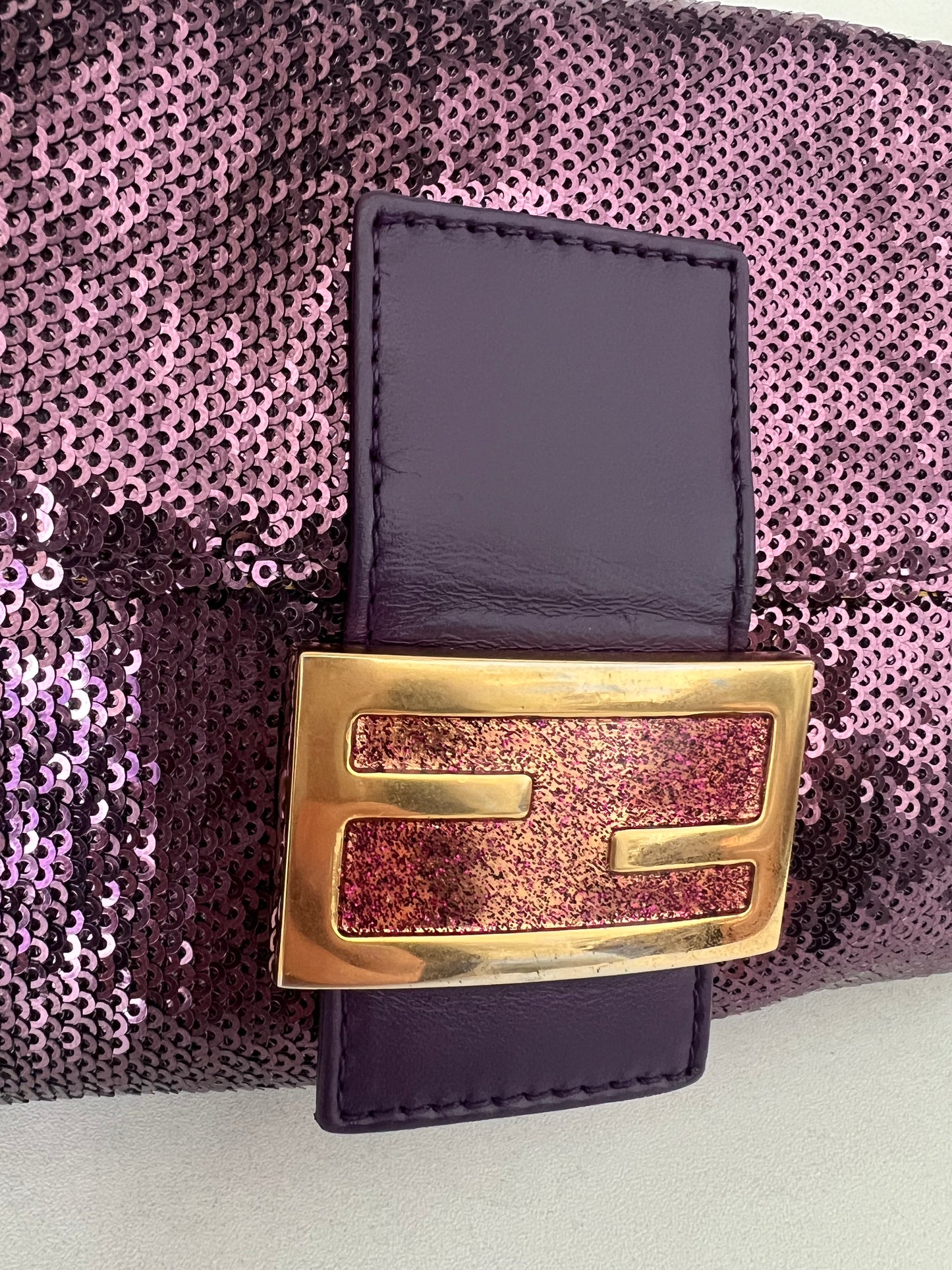 Fendi Purple Sequin Vintage Baguette