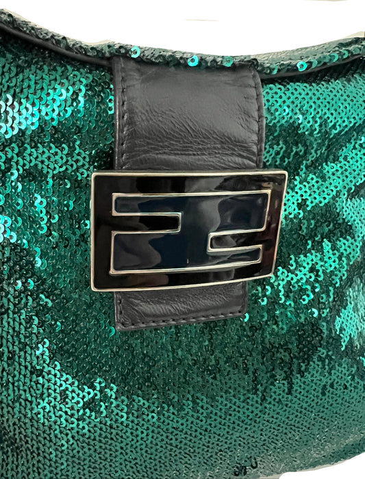 Fendi Green Sequin Mamma Baguette-RARE