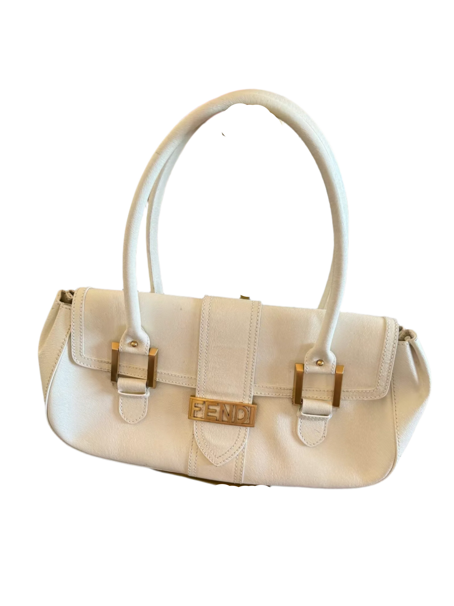 Fendi Leather Vintage Baguette White Satchel