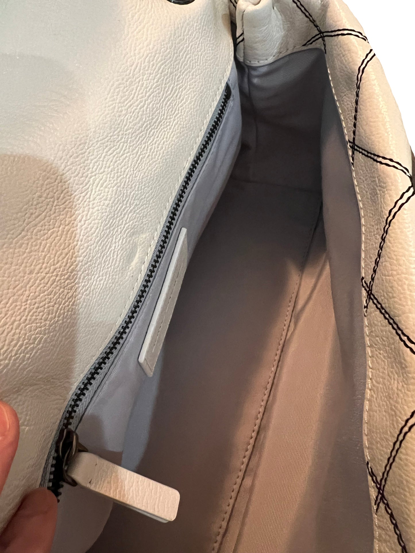 Marc Jacobs White & Gunmetal Quilted Dual Convertible Shoulder Bag