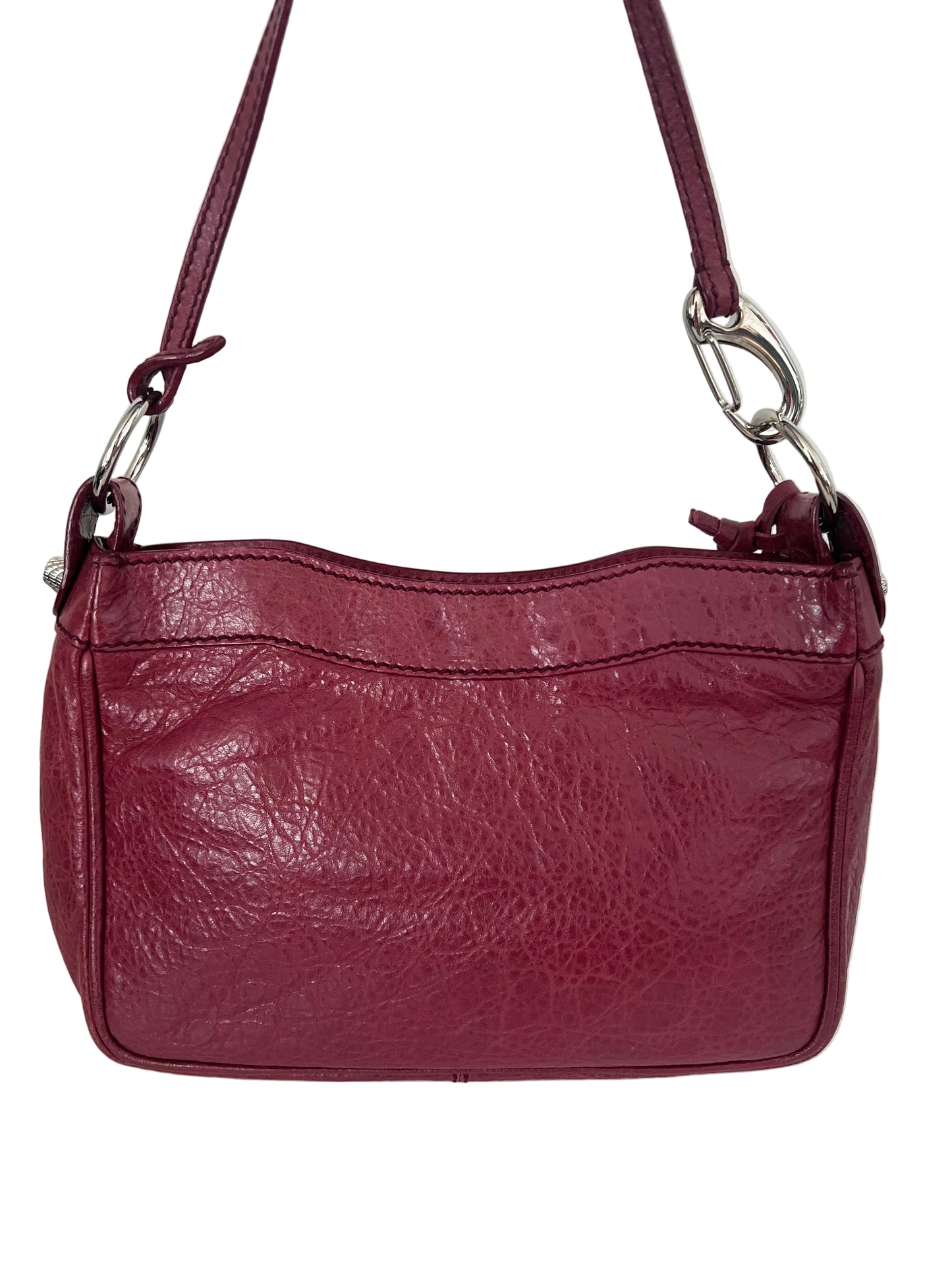 Balenciaga Burgundy Leather Motorcross Hip Giant Shoulder Bag