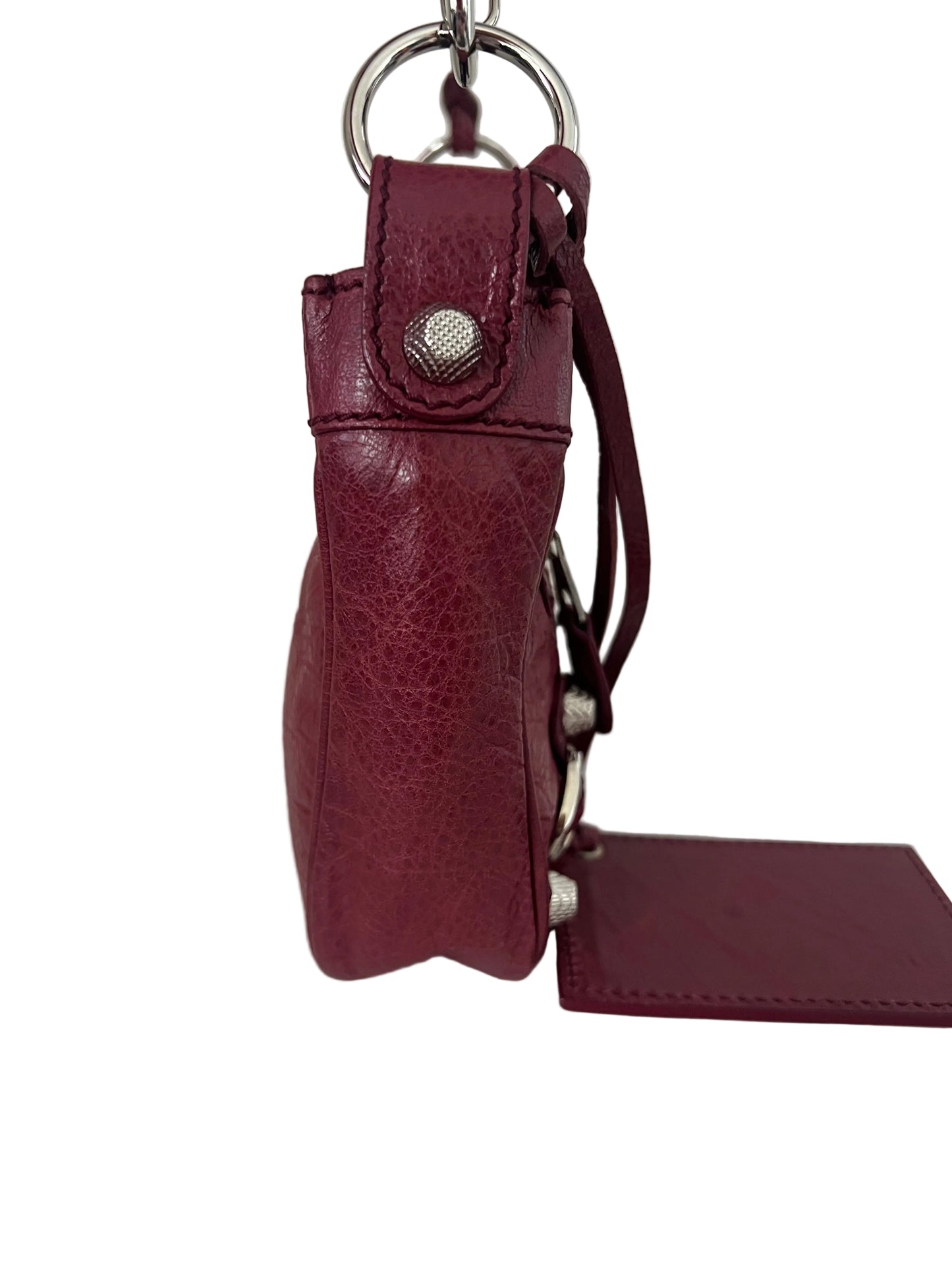 Balenciaga Burgundy Leather Motorcross Hip Giant Shoulder Bag