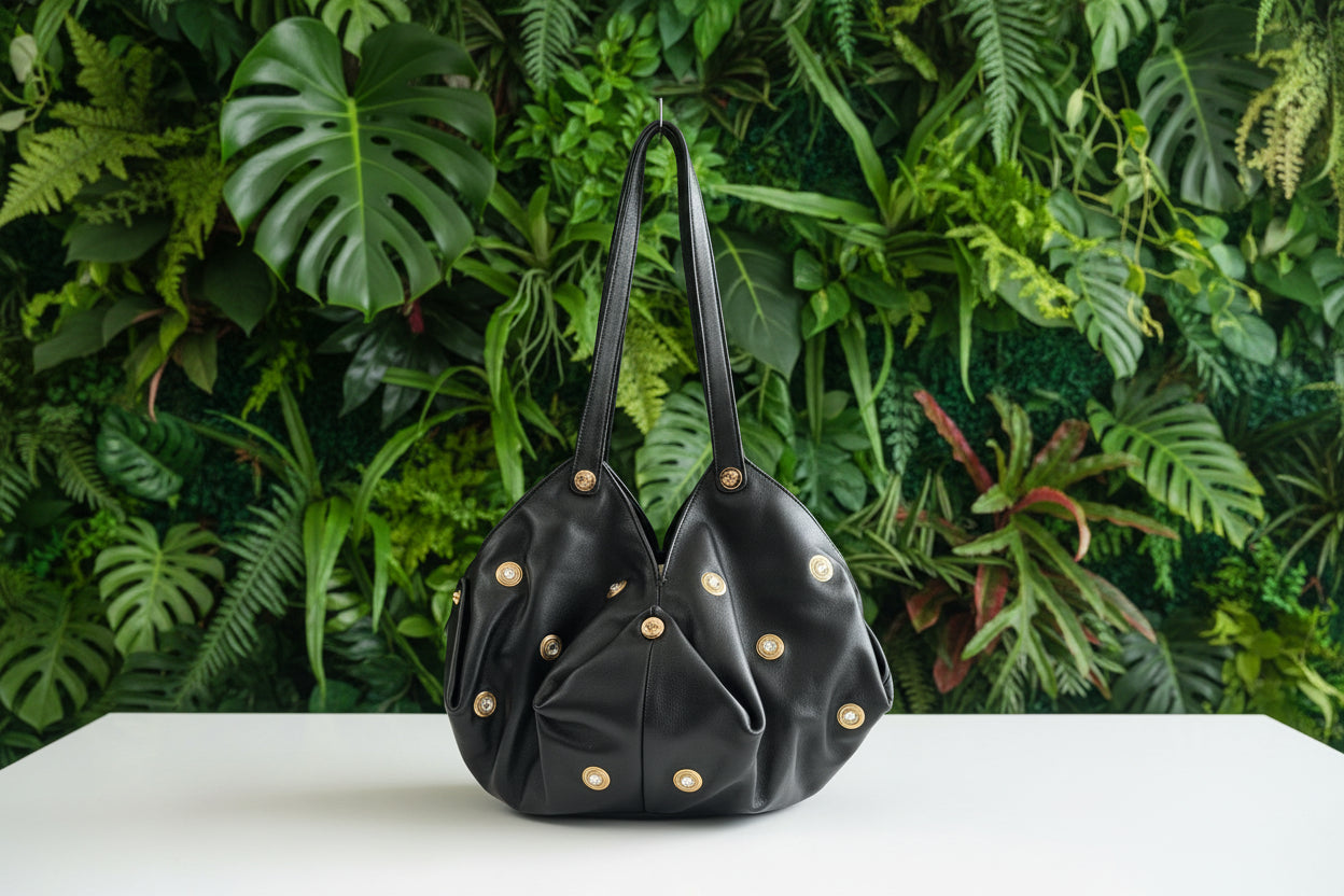 Versace Protea Crystal Studded Leather Shoulder Bag