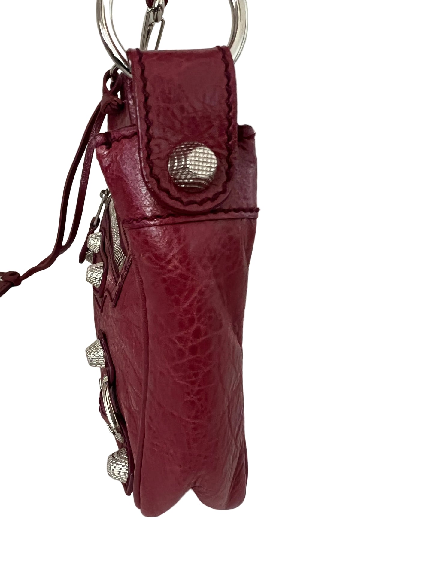 Balenciaga Burgundy Leather Motorcross Hip Giant Shoulder Bag