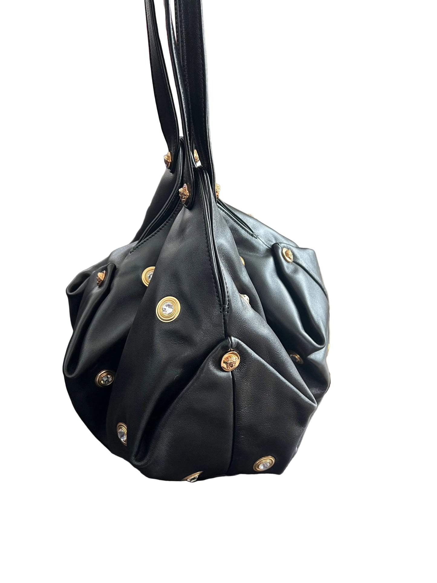 Versace Protea Crystal Studded Leather Shoulder Bag