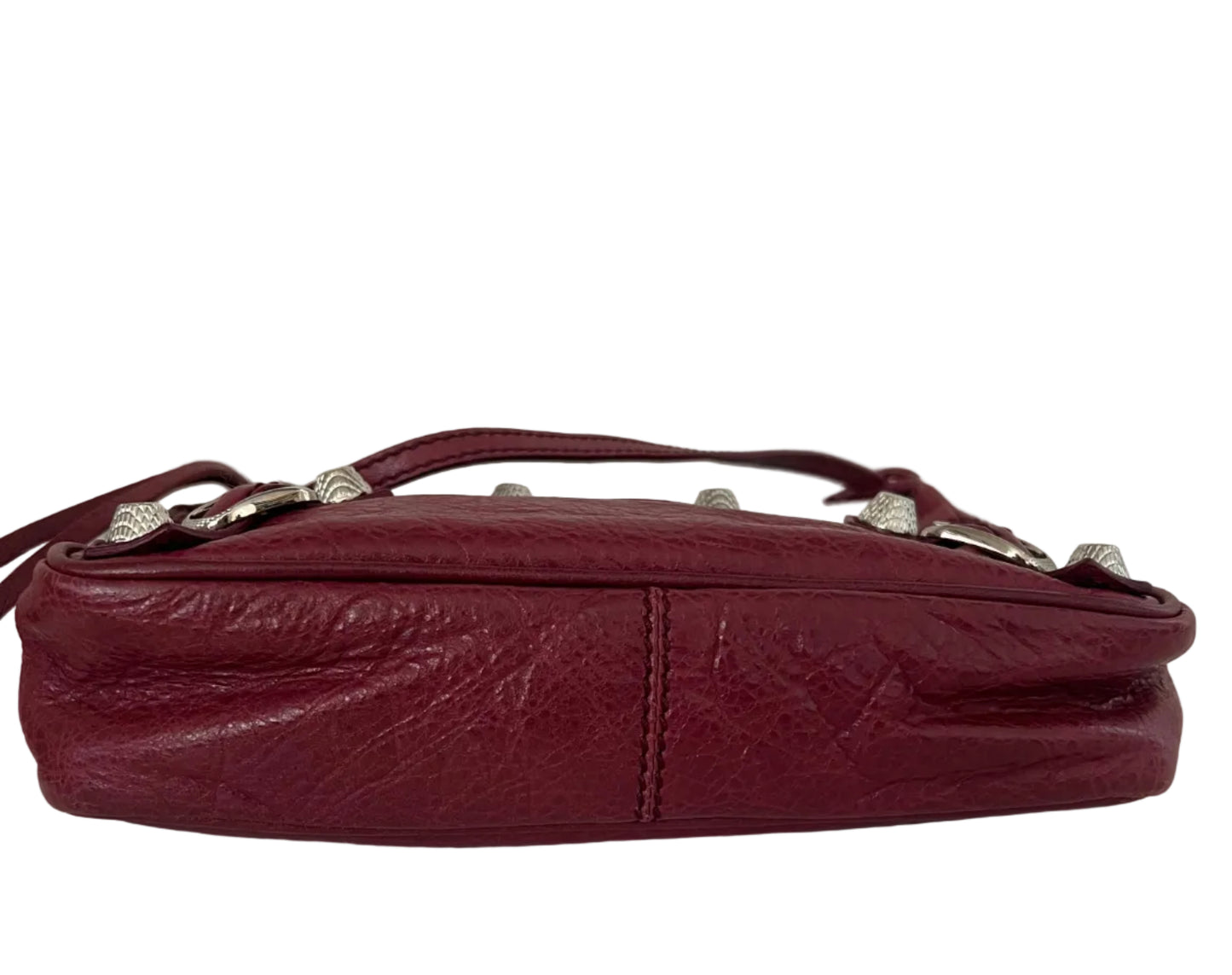 Balenciaga Burgundy Leather Motorcross Hip Giant Shoulder Bag